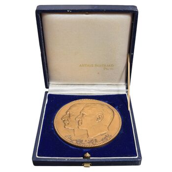 مدال برنز پنجاهمین سال شاهنشاهی پهلوی 2535 (بانک سپه با جعبه فابریک) - UNC - محمد رضا شاه