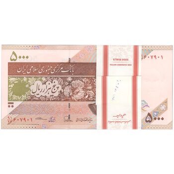 بسته اسکناس 5000 ریال امام (طیب نیا - سیف) - UNC - جمهوری اسلامی