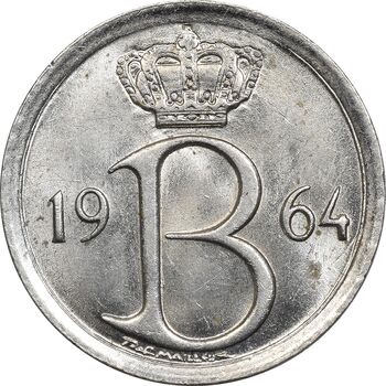 سکه 25 سانتیم 1964 بودئون یکم (نوشته هلندی) - MS61 - بلژیک