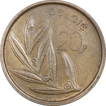 سکه 20 فرانک 1982 بودئون یکم (نوشته هلندی) - EF45 - بلژیک