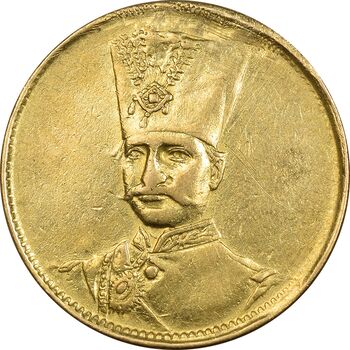 سکه طلا 1 تومان بدون تاریخ (بدون جلوس) - AU55 - ناصرالدین شاه