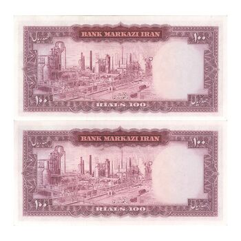 اسکناس 100 ریال (هویدا - سمیعی) - جفت - UNC61 - محمد رضا شاه
