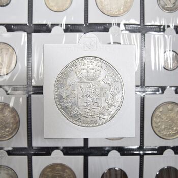 سکه 5 فرانک 1870 لئوپولد دوم (نیمرخ کوچک) - AU55 - بلژیک
