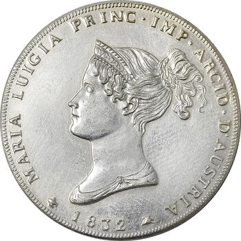سکه 5 لیره 1832 ماریا لوئیجا - EF45 - ایتالیا