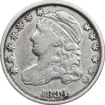 سکه 1 دایم 1834 - VF30 - آمریکا
