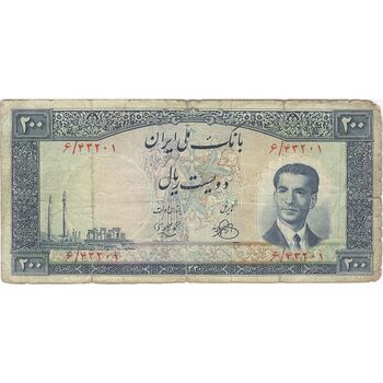 اسکناس 200 ریال 1330 - تک - VF20 - محمد رضا شاه