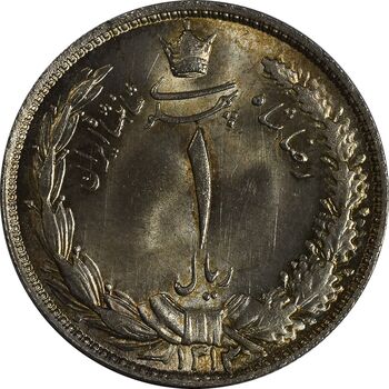 سکه 1 ریال 1313 (3 تاریخ کج) - MS66 - رضا شاه