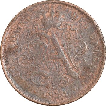 سکه 2 سانتیم 1911 آلبرت یکم (نوشته هلندی) - VF30 - بلژیک