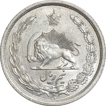 سکه نیم ریال 1313 - 3 تاریخ متوسط - MS61 - رضا شاه