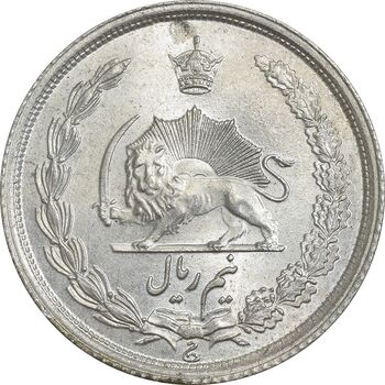 سکه نیم ریال 1313 - 3 تاریخ متوسط - MS64 - رضا شاه