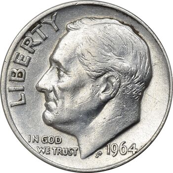 سکه 1 دایم 1964D روزولت - AU55 - آمریکا