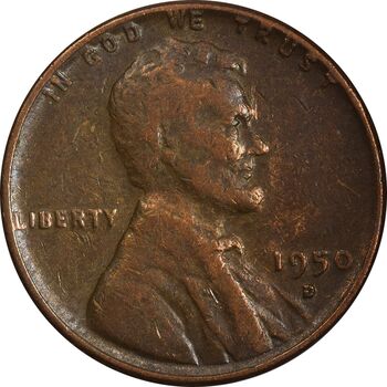 سکه 1 سنت 1950D لینکلن - VF35 - آمریکا