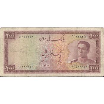 اسکناس 1000 ریال سری سوم - تک - VF25 - محمد رضا شاه