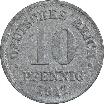 سکه 10 فینیگ 1917 ویلهلم دوم - EF40 - آلمان