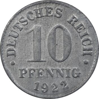 سکه 10 فینیگ 1922 ویلهلم دوم - EF - آلمان