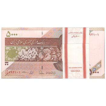 بسته اسکناس 5000 ریال امام (طیب نیا - سیف) - UNC - جمهوری اسلامی
