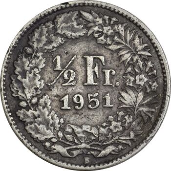 سکه 1/2 فرانک 1951 دولت فدرال - EF45 - سوئیس