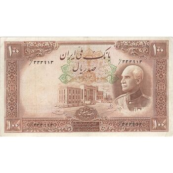 اسکناس 100 ریال پشت فارسی (مهر 1321) - تک - VF30 - رضا شاه