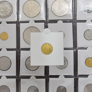 سکه طلا 5000 دینار 1323 تصویری (قالب متفاوت) - AU58 - مظفرالدین شاه