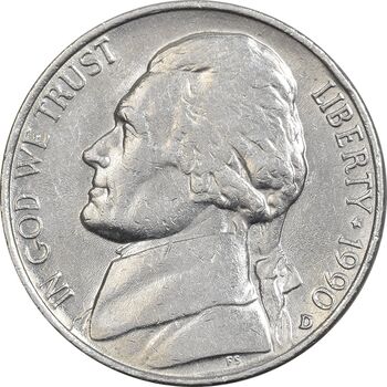 سکه 5 سنت 1990D جفرسون - AU58 - آمریکا