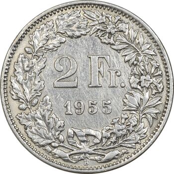 سکه 2 فرانک 1955 دولت فدرال - EF45 - سوئیس