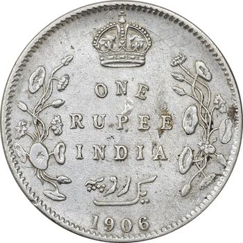 سکه 1 روپیه 1906 ادوارد هفتم - VF35 - هند