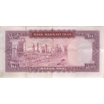 اسکناس 100 ریال (آموزگار - فرمان فرماییان) نوشته قرمز - تک - EF40 - محمد رضا شاه