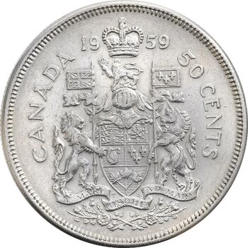 سکه 50 سنت 1959 الیزابت دوم - EF45 - کانادا