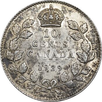 سکه 10 سنت 1929 جرج پنجم - MS62 - کانادا