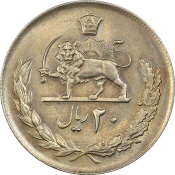سکه 20 ریال 1357 - MS62 - محمد رضا شاه