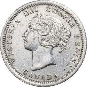 سکه 5 سنت 1858 ویکتوریا - AU50 - کانادا