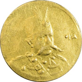 سکه طلا 5000 دینار 1318 تصویری - EF45 - مظفرالدین شاه