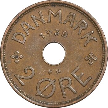 سکه 2 اوره 1939 کریستیان دهم - EF40 - دانمارک