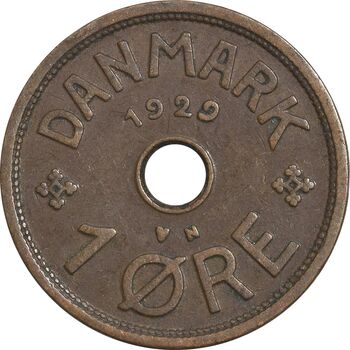سکه 1 اوره 1929 کریستیان دهم - EF45 - دانمارک