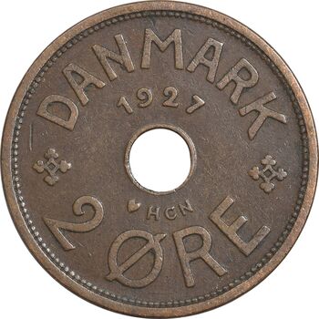 سکه 2 اوره 1927 کریستیان دهم - EF40 - دانمارک