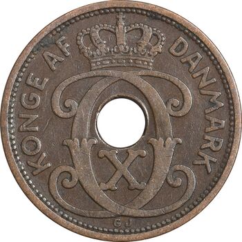 سکه 2 اوره 1927 کریستیان دهم - EF40 - دانمارک