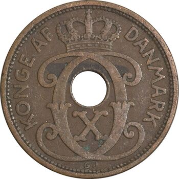 سکه 2 اوره 1928 کریستیان دهم - EF40 - دانمارک