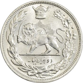 سکه 2000 دینار 1306 تصویری - ضرب هیتون - MS65 - رضا شاه