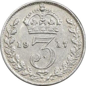 سکه 3 پنس 1917 جرج پنجم - EF45 - انگلستان