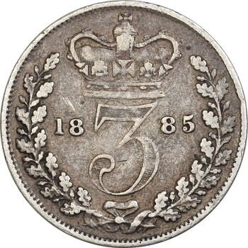 سکه 3 پنس 1885 ویکتوریا - EF45 - انگلستان