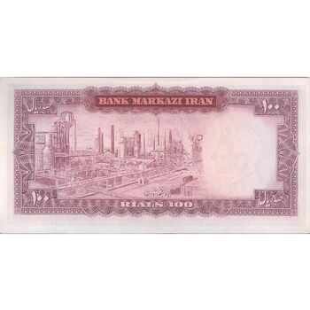 اسکناس 100 ریال (آموزگار - فرمان فرماییان) نوشته قرمز - تک - UNC62 - محمد رضا شاه