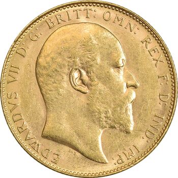 سکه طلا 1 ساورین 1908 ادوارد هفتم - MS61 - انگلیس