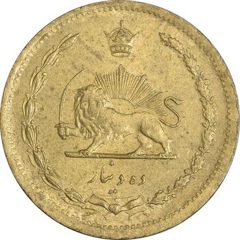سکه 10 دینار 1318 برنز - MS62 - رضا شاه