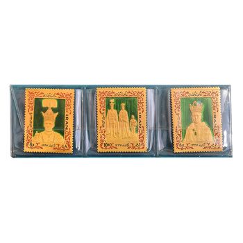 سری تمبر طلا 25 گرمی یادبود تاجگذاری (با کاور فابریک) - PF65 - محمد رضا شاه