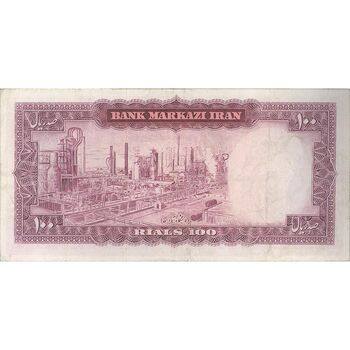 اسکناس 100 ریال (آموزگار - فرمان فرماییان) نوشته قرمز - تک - VF30 - محمد رضا شاه