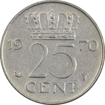 سکه 25 سنت 1970 یولیانا - EF45 - هلند