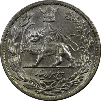 سکه 5000 دینار 1306L تصویری - MS63 - رضا شاه