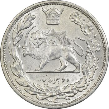 سکه 2000 دینار 1306L تصویری - MS62 - رضا شاه