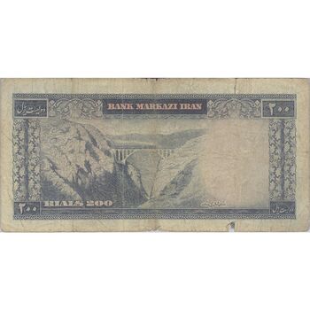 اسکناس 200 ریال (آموزگار - سمیعی) نوشته قرمز - تک - VF20 - محمد رضا شاه