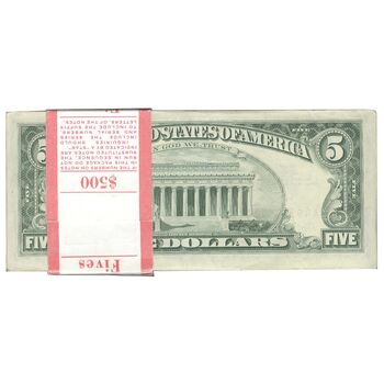بسته اسکناس 5 دلار 1963 - UNC62 - آمریکا